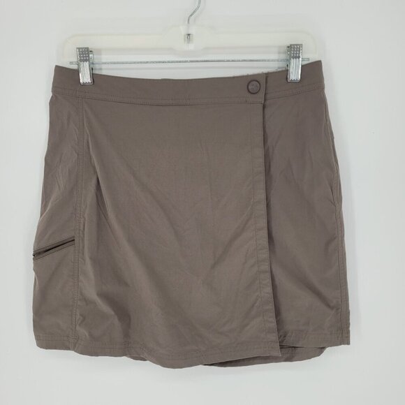 LL bean womens 8 brown skort zip pockets adjustable waist no stretch athleisure - Picture 11 of 11